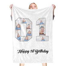 Load image into Gallery viewer, 1st birthday gift ideas- Custom Photo Blanket, 1st birthday blanket - soufeelus