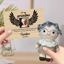 Load image into Gallery viewer, Personalized Crochet Doll Handmade Dolls Look alike Custom Photo with Memorial Card To My Grandma or Grandpa
