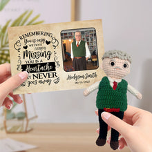 画像をギャラリービューアに読み込む, Personalized Crochet Doll from Photo Gifts Handmade Look alike Dolls with Custom Name and Date Memorial Card
