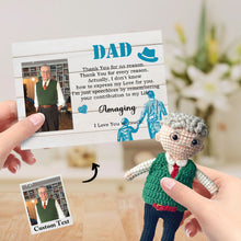 Load image into Gallery viewer, Custom Crochet Doll from Photo Handmade Look alike Dolls Gifts for Dad with Personalized Name Card
