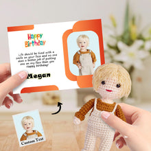 画像をギャラリービューアに読み込む, Birthday Gifts for Kids Custom Crochet Doll from Photo Handmade Look alike Dolls with Personalized Name Card
