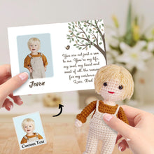 Load image into Gallery viewer, To My Son Custom Crochet Doll from Photo Handmade Look alike Dolls with Personalized Name Card

