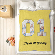 Load image into Gallery viewer, 1st birthday gift ideas- Custom Photo Blanket, 1st birthday blanket - soufeelus
