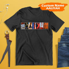 Load image into Gallery viewer, Aaliyah T-shirt Name Art Alphabet Photography Shirt - Basketball Style - MyFaceTshirt
